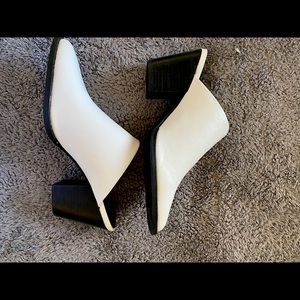 White heeled mule